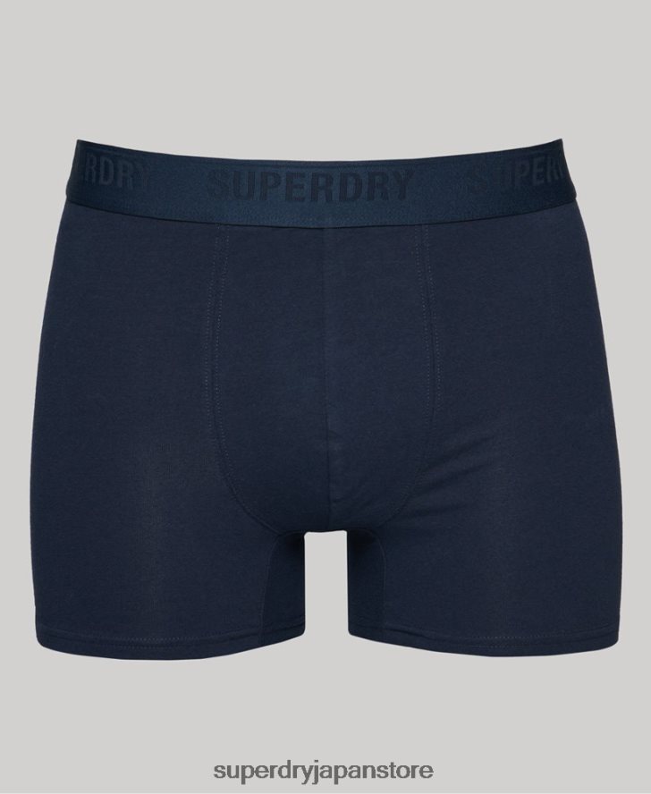 オーガニックコットンボクサー トリプルパック 男性 Superdry 衣類 海軍 2J62PZ1600