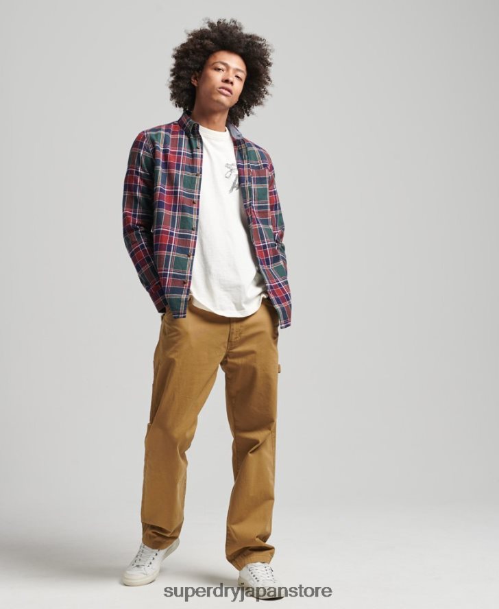 オーガニックコットン ヴィンテージ ランバージャック シャツ 男性 Superdry 衣類 緑 2J62PZ160