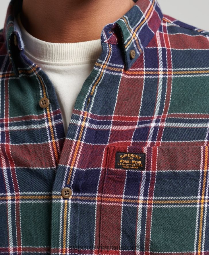 オーガニックコットン ヴィンテージ ランバージャック シャツ 男性 Superdry 衣類 緑 2J62PZ160