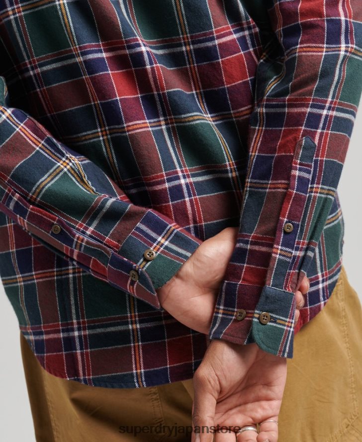 オーガニックコットン ヴィンテージ ランバージャック シャツ 男性 Superdry 衣類 緑 2J62PZ160