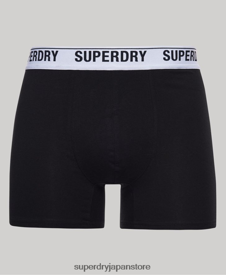 オーガニックコットンボクサーマルチトリプルパック 男性 Superdry 衣類 黒 2J62PZ1613
