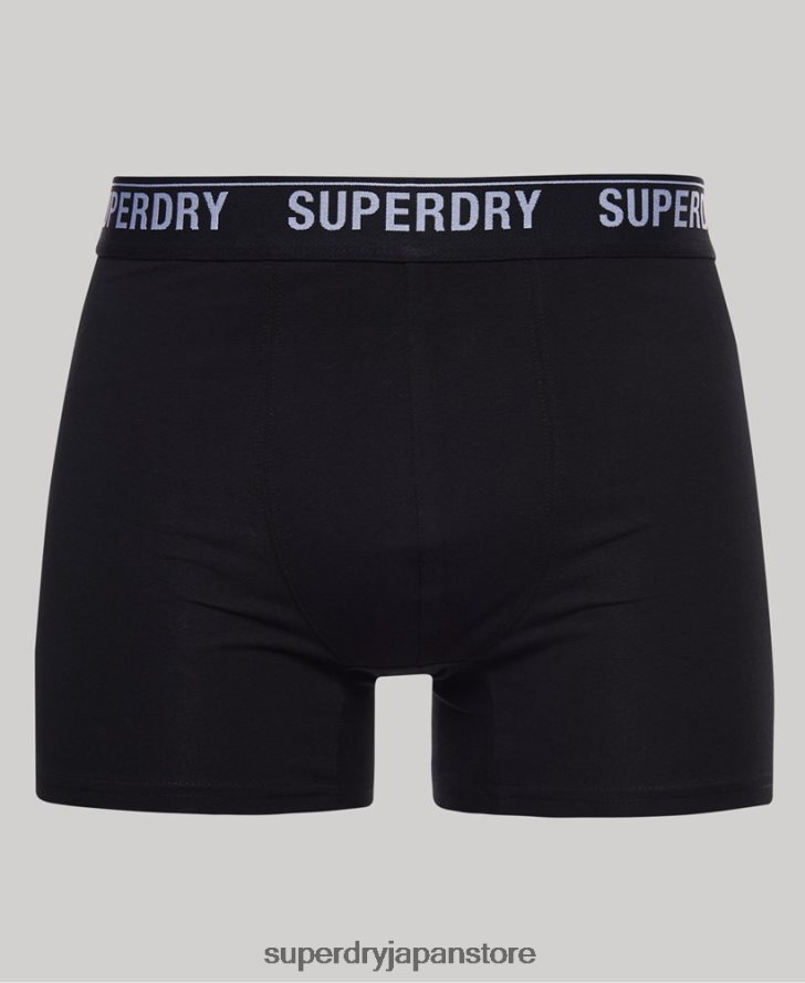オーガニックコットンボクサーマルチトリプルパック 男性 Superdry 衣類 黒 2J62PZ1613