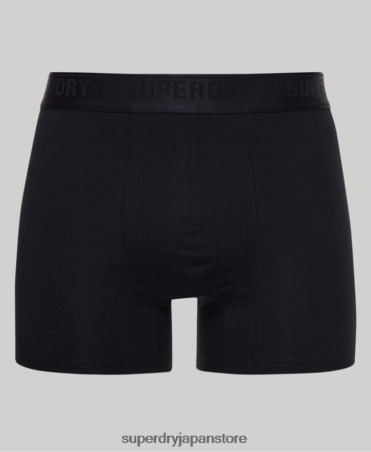 オーガニックコットンボクサーマルチトリプルパック 男性 Superdry 衣類 黒 2J62PZ1613