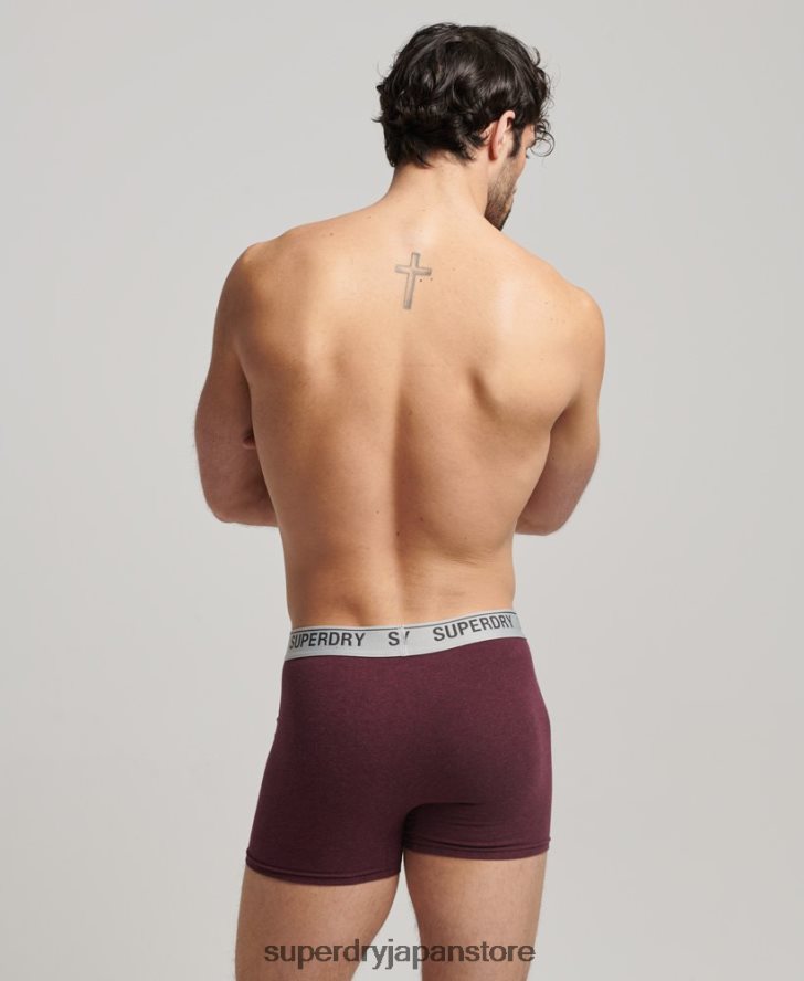 オーガニックコットンボクサー トリプルパック 男性 Superdry 衣類 赤 2J62PZ1614