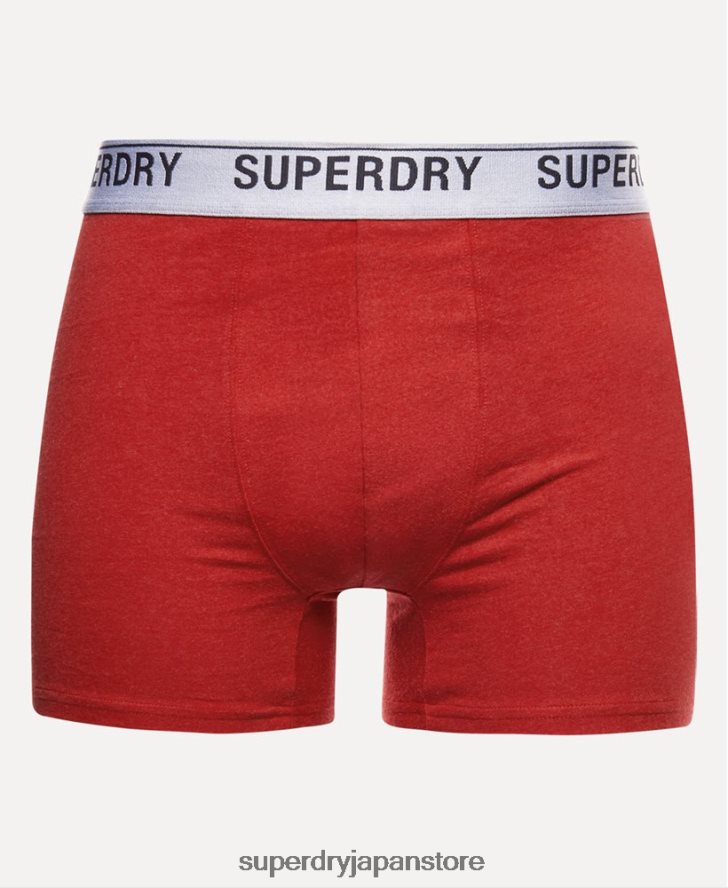 オーガニックコットンボクサー トリプルパック 男性 Superdry 衣類 赤 2J62PZ1614