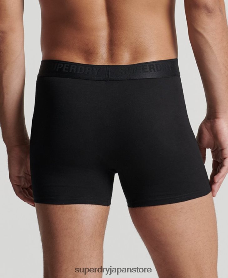 オーガニックコットンボクサー トリプルパック 男性 Superdry 衣類 黒 2J62PZ1617