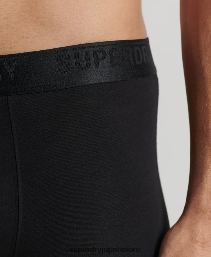 オーガニックコットンボクサー トリプルパック 男性 Superdry 衣類 黒 2J62PZ1617