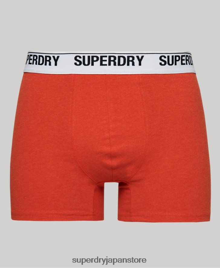 オーガニックコットンボクサー トリプルパック 男性 Superdry 衣類 オレンジ 2J62PZ1618
