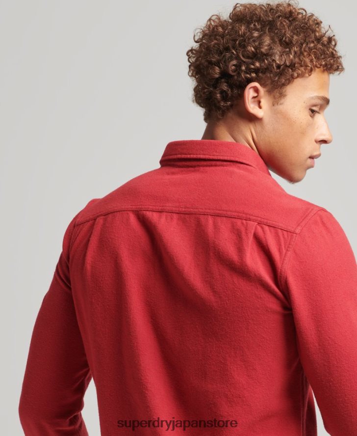 オーガニックコットン トレイルズマン フランネルシャツ 男性 Superdry 衣類 赤 2J62PZ161