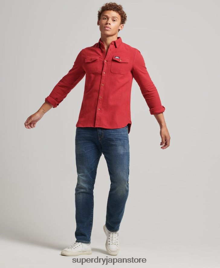 オーガニックコットン トレイルズマン フランネルシャツ 男性 Superdry 衣類 赤 2J62PZ161