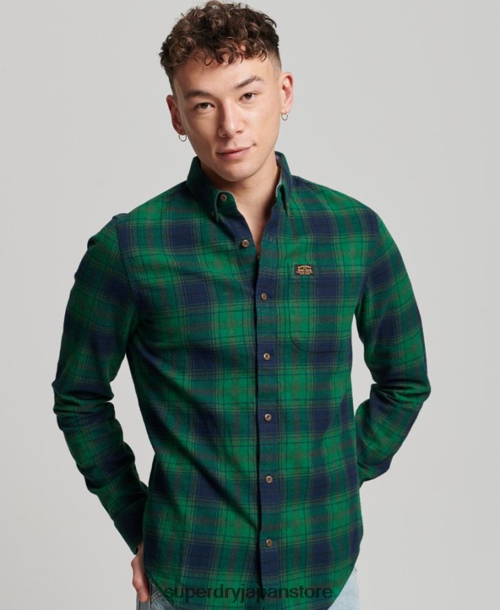 オーガニックコットン ヴィンテージ ランバージャック シャツ 男性 Superdry 衣類 緑 2J62PZ162