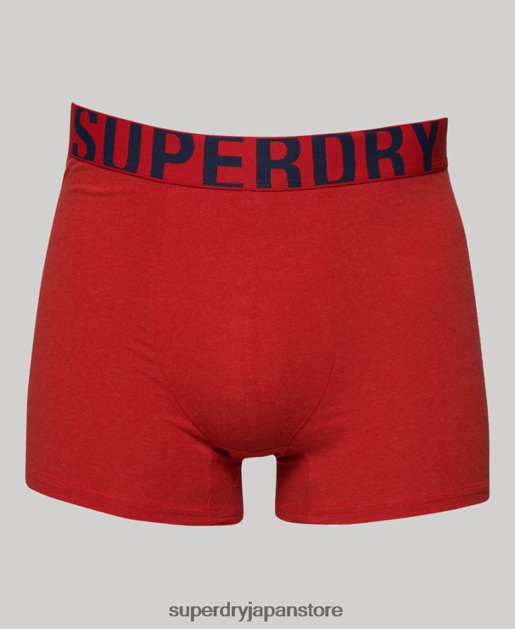 オーガニックコットン デュアルロゴ ボクサー ダブルパック 男性 Superdry 衣類 海軍 2J62PZ1621
