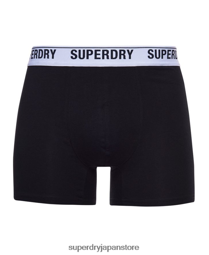 オーガニックコットンボクサー トリプルパック 男性 Superdry 衣類 黒 2J62PZ1622