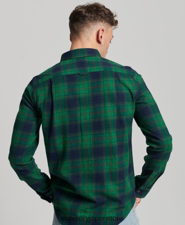 オーガニックコットン ヴィンテージ ランバージャック シャツ 男性 Superdry 衣類 緑 2J62PZ162