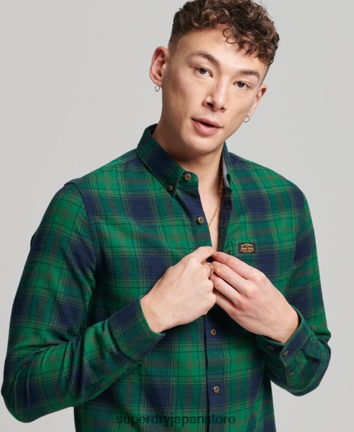 オーガニックコットン ヴィンテージ ランバージャック シャツ 男性 Superdry 衣類 緑 2J62PZ162