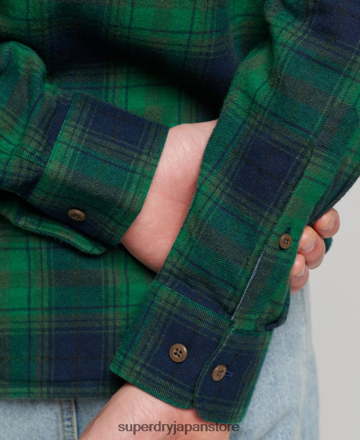 オーガニックコットン ヴィンテージ ランバージャック シャツ 男性 Superdry 衣類 緑 2J62PZ162
