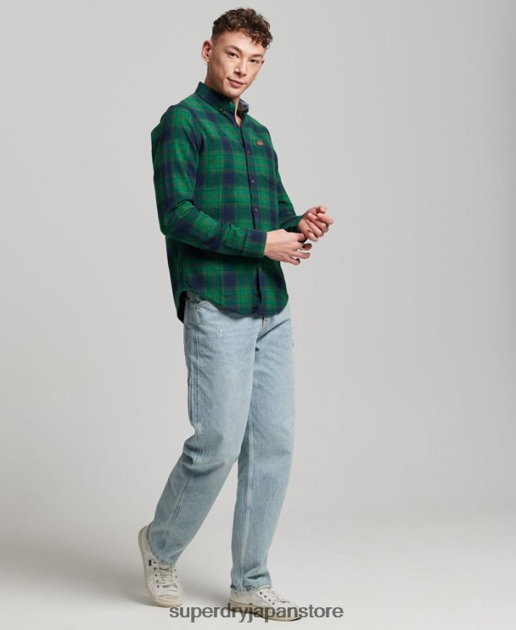 オーガニックコットン ヴィンテージ ランバージャック シャツ 男性 Superdry 衣類 緑 2J62PZ162