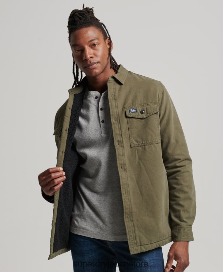 ボルグ裏地付きミラーオーバーシャ​​ツ 男性 Superdry 衣類 緑 2J62PZ163