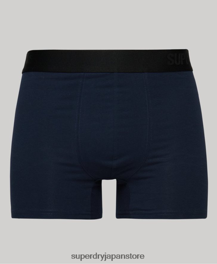 オーガニックコットン オフセットボクサー ダブルパック 男性 Superdry 衣類 海軍 2J62PZ1636