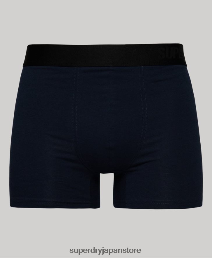 オーガニックコットン オフセットボクサー ダブルパック 男性 Superdry 衣類 黒 2J62PZ1637