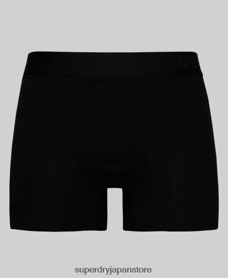 オーガニックコットン オフセットボクサー ダブルパック 男性 Superdry 衣類 黒 2J62PZ1637
