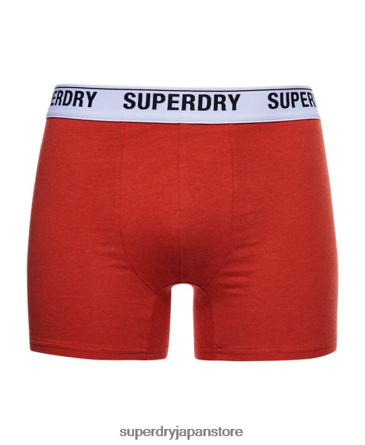 オーガニックコットンボクサー ダブルパック 男性 Superdry 衣類 オレンジ 2J62PZ1638
