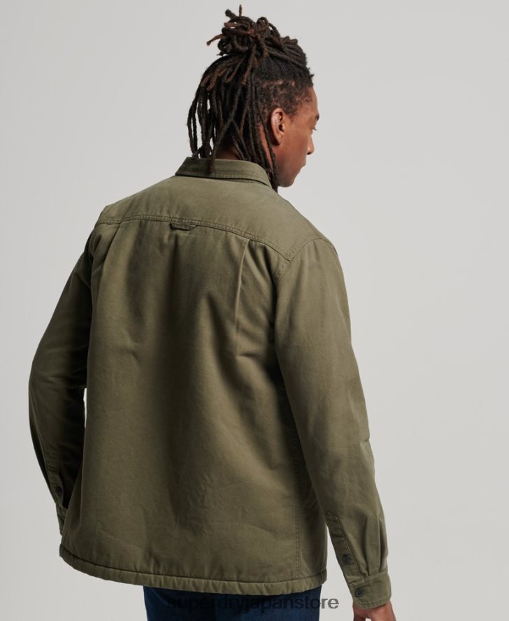 ボルグ裏地付きミラーオーバーシャ​​ツ 男性 Superdry 衣類 緑 2J62PZ163