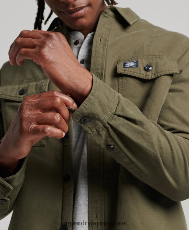 ボルグ裏地付きミラーオーバーシャ​​ツ 男性 Superdry 衣類 緑 2J62PZ163