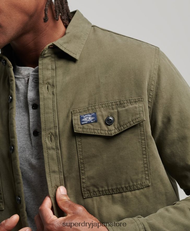 ボルグ裏地付きミラーオーバーシャ​​ツ 男性 Superdry 衣類 緑 2J62PZ163