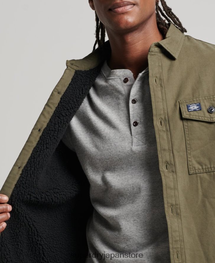 ボルグ裏地付きミラーオーバーシャ​​ツ 男性 Superdry 衣類 緑 2J62PZ163