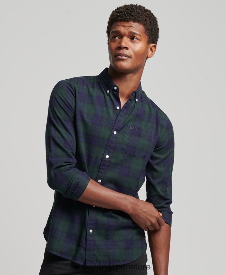 クラシックロンドンボタンダウンシャツ 男性 Superdry 衣類 緑 2J62PZ164