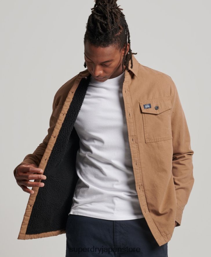 ボルグ裏地付きミラーオーバーシャ​​ツ 男性 Superdry 衣類 茶色 2J62PZ166