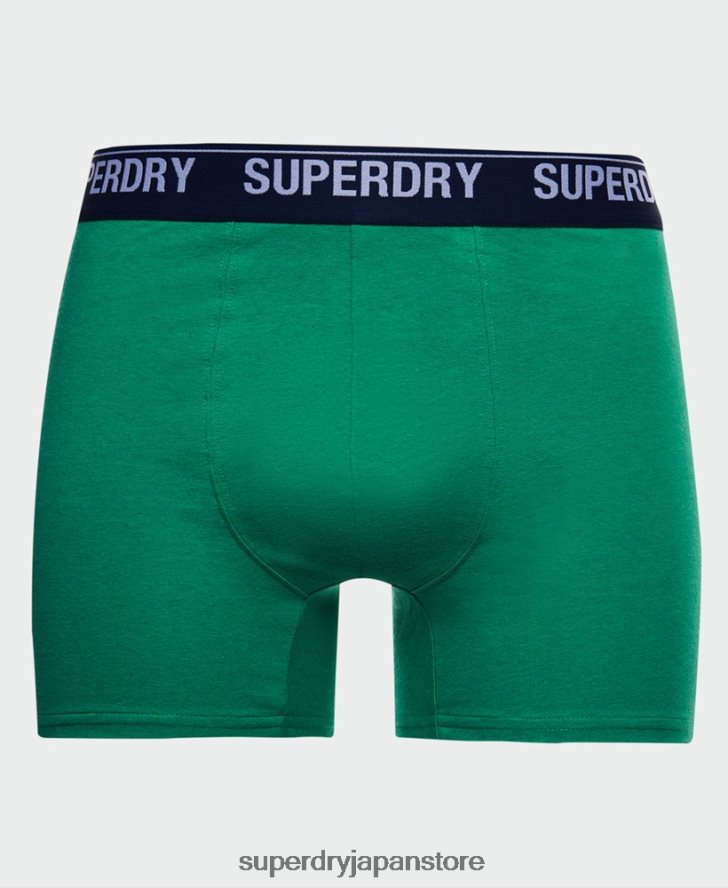 オーガニックコットンボクサー トリプルパック 男性 Superdry 衣類 緑 2J62PZ1667