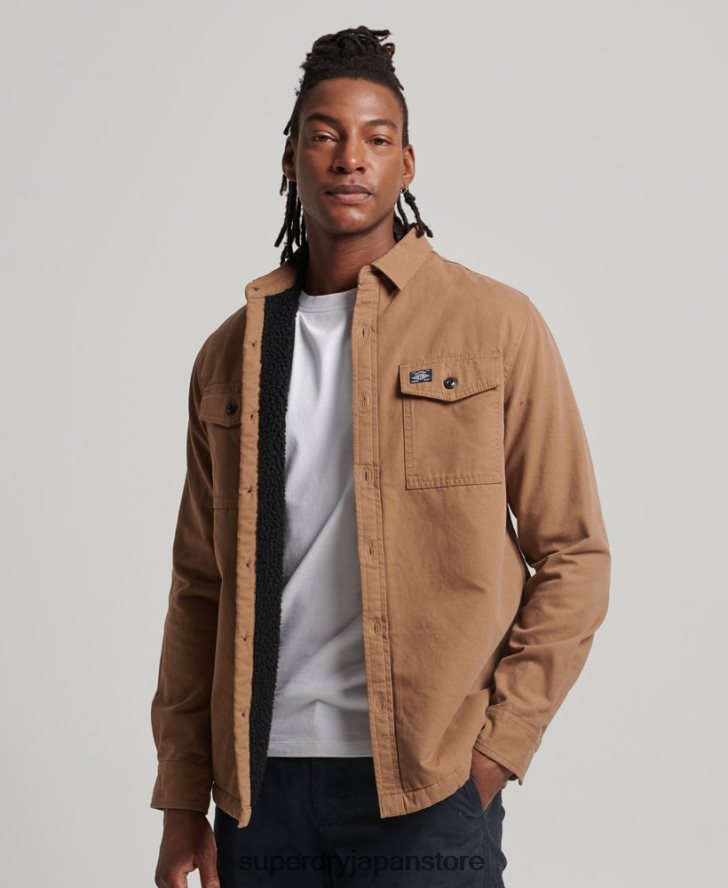 ボルグ裏地付きミラーオーバーシャ​​ツ 男性 Superdry 衣類 茶色 2J62PZ166