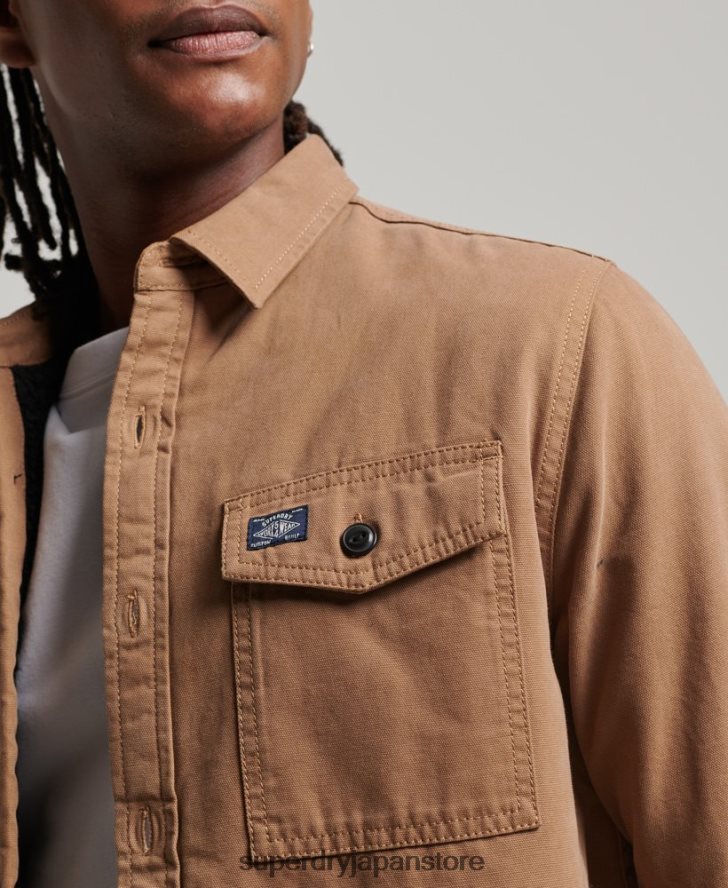 ボルグ裏地付きミラーオーバーシャ​​ツ 男性 Superdry 衣類 茶色 2J62PZ166