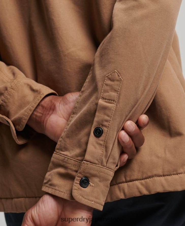 ボルグ裏地付きミラーオーバーシャ​​ツ 男性 Superdry 衣類 茶色 2J62PZ166