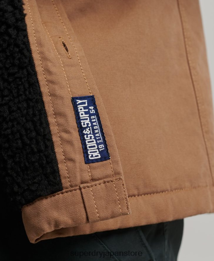 ボルグ裏地付きミラーオーバーシャ​​ツ 男性 Superdry 衣類 茶色 2J62PZ166