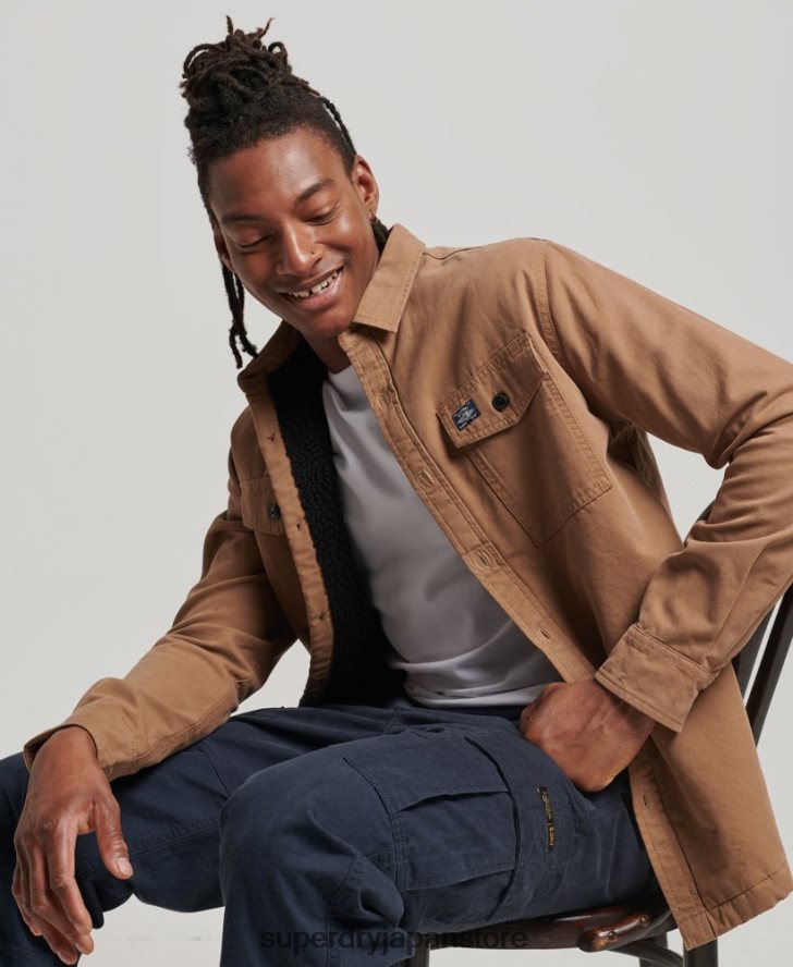 ボルグ裏地付きミラーオーバーシャ​​ツ 男性 Superdry 衣類 茶色 2J62PZ166