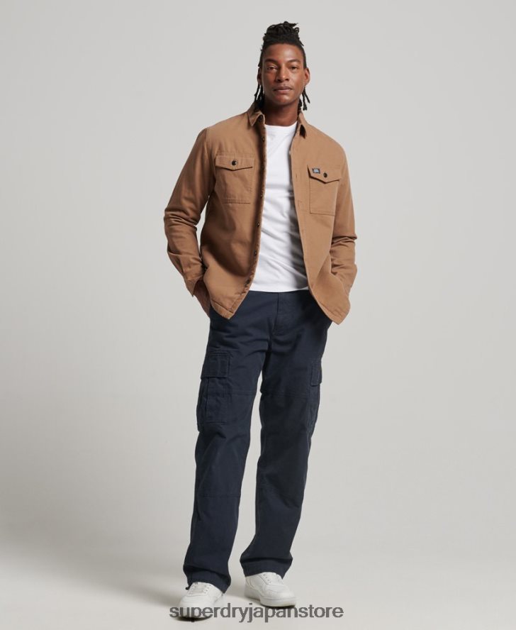 ボルグ裏地付きミラーオーバーシャ​​ツ 男性 Superdry 衣類 茶色 2J62PZ166