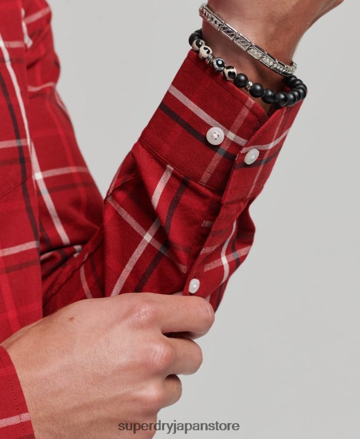 コットンチェックマーチャントシャツ 男性 Superdry 衣類 赤 2J62PZ167