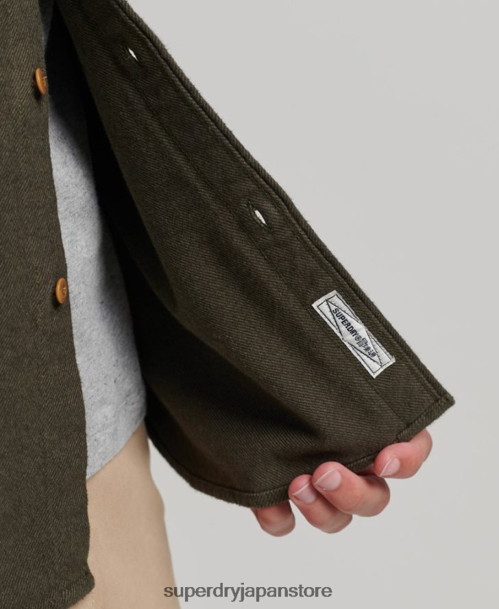 オーガニックコットン トレイルズマン フランネルシャツ 男性 Superdry 衣類 カーキ 2J62PZ168