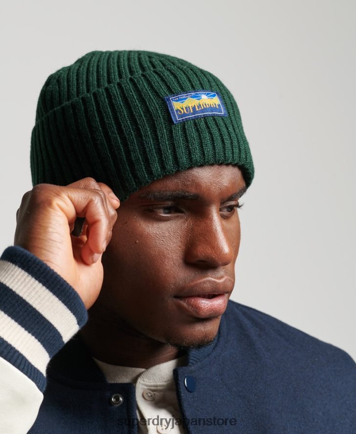 ウールブレンドレーダービーニー 男性 Superdry アクセサリー 緑 2J62PZ1693