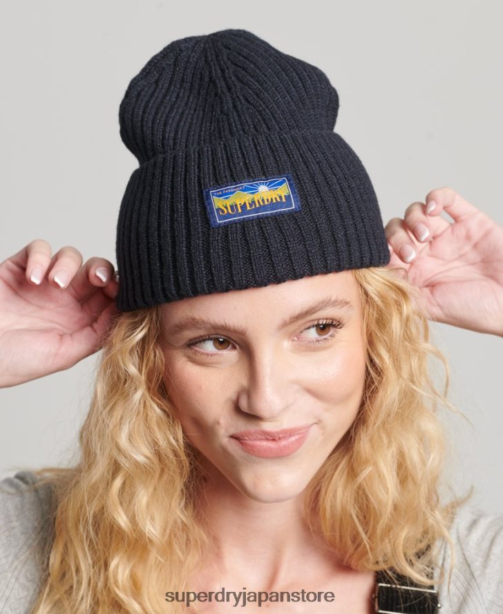 ウールブレンドレーダービーニー 女性 Superdry アクセサリー 海軍 2J62PZ1694