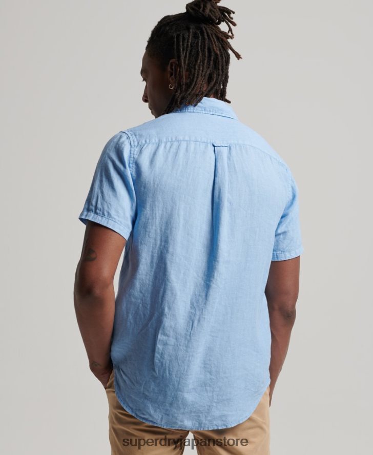 スタジオカジュアルリネンシャツ 男性 Superdry 衣類 青 2J62PZ16
