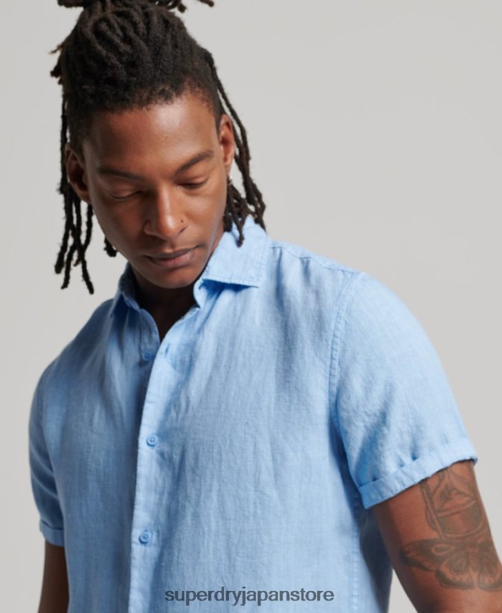 スタジオカジュアルリネンシャツ 男性 Superdry 衣類 青 2J62PZ16