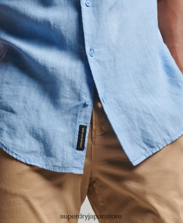 スタジオカジュアルリネンシャツ 男性 Superdry 衣類 青 2J62PZ16