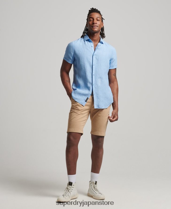 スタジオカジュアルリネンシャツ 男性 Superdry 衣類 青 2J62PZ16