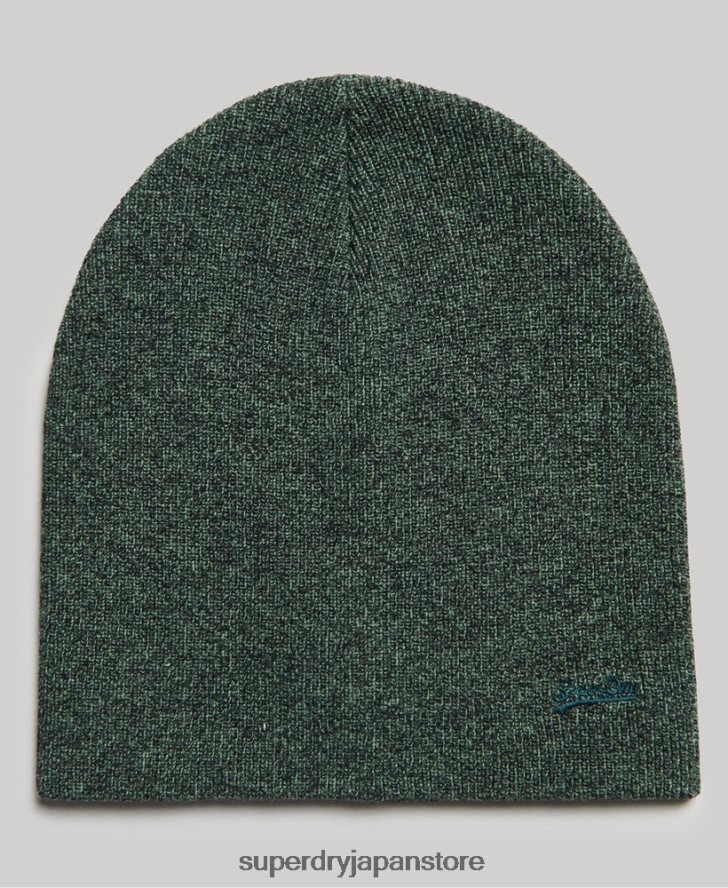オーガニックコットン オレンジラベル ヴィンテージロゴ ビーニー帽 男性 Superdry アクセサリー 緑 2J62PZ1701