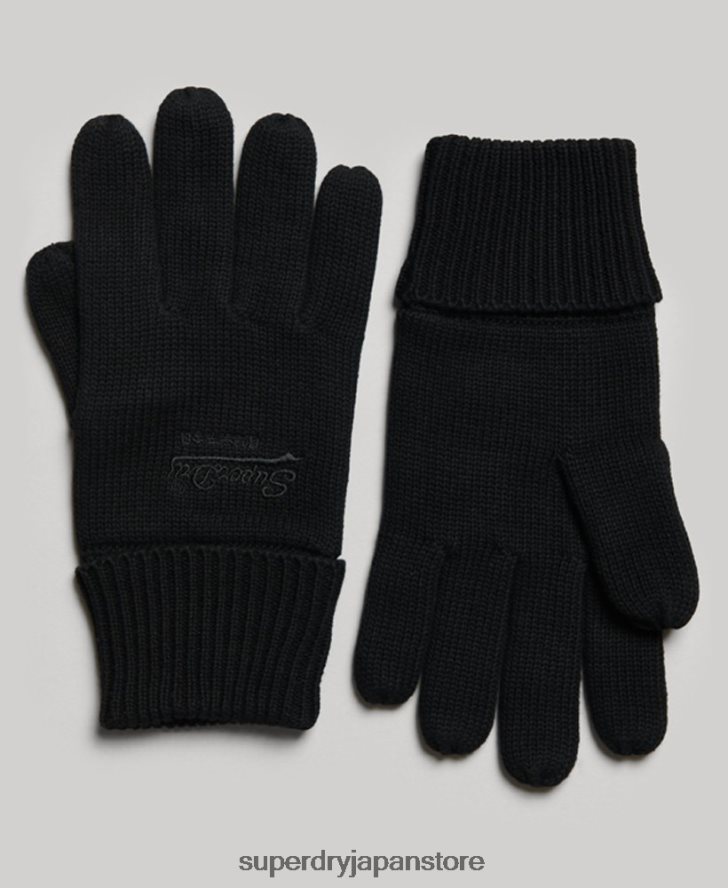 必須の無地の手袋 男性 Superdry アクセサリー 黒 2J62PZ1702