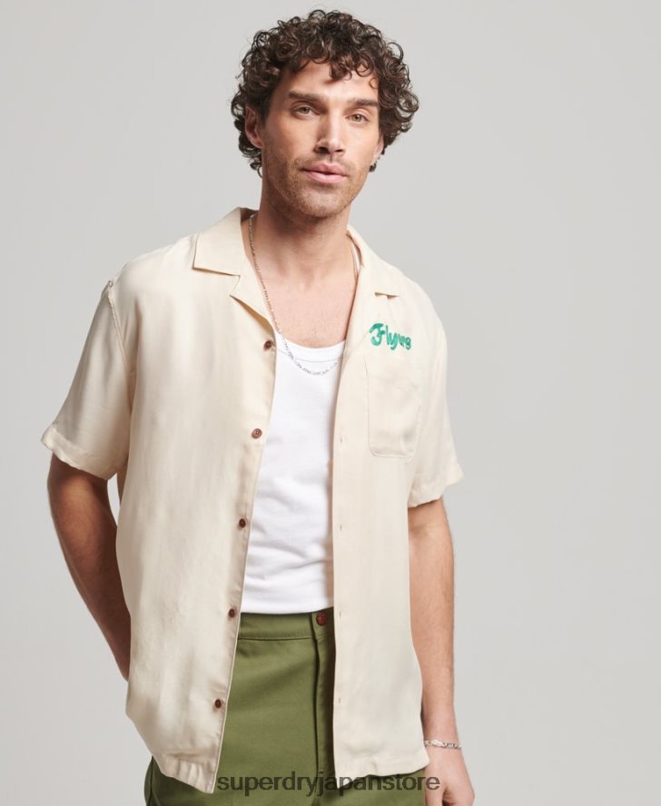 ヴィンテージ ボウリング半袖シャツ 男性 Superdry 衣類 クリーム 2J62PZ170